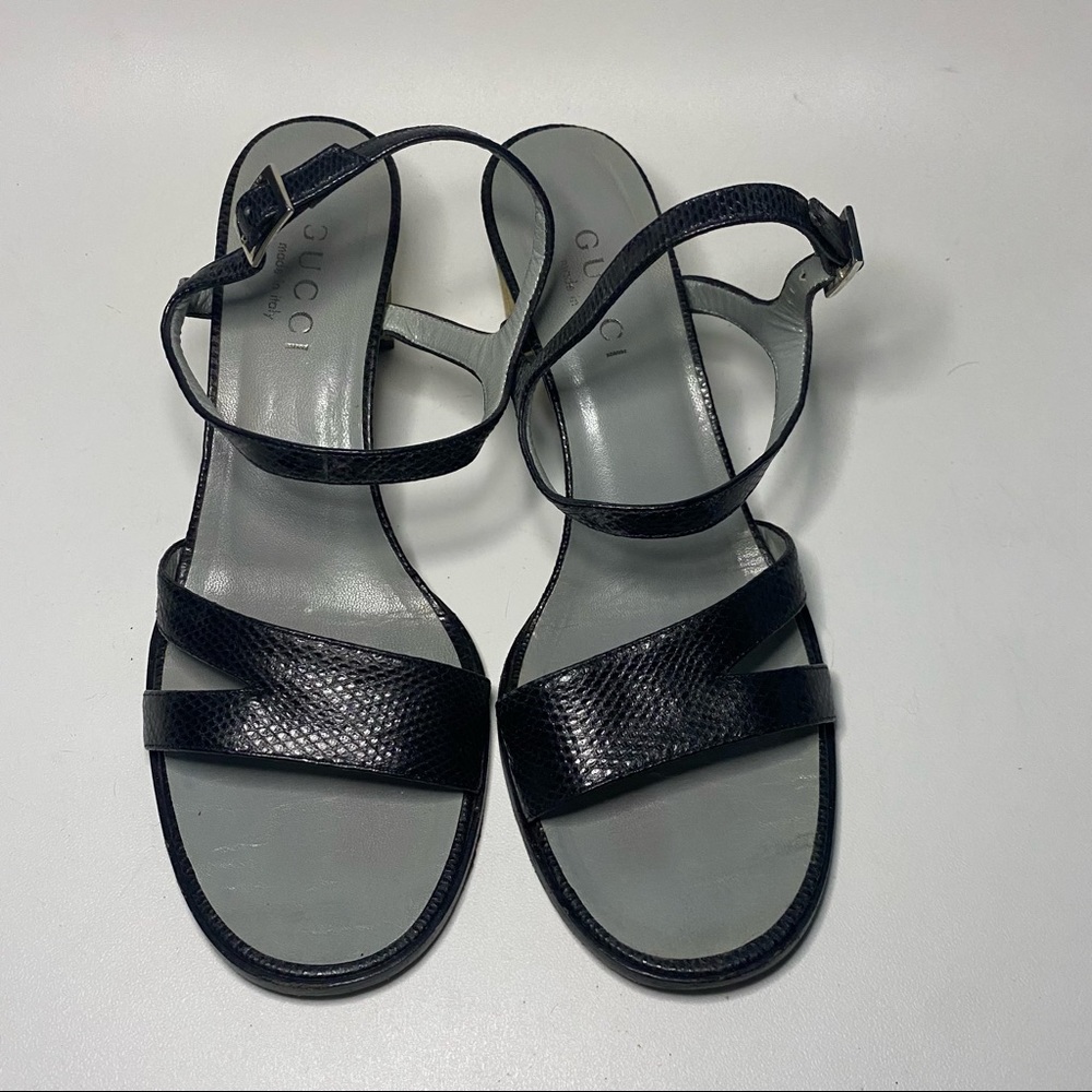 Gucci Black Block Heel Ankle Strap Sandal - Picture 3 of 16